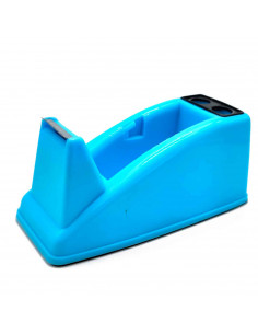 Tradineur - Portacelo - Fabricado en plástico PVC - Base antideslizante - Máximo de cinta 25 mm. - 6 x 6 x 13 cm - Color Azul