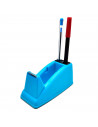 Tradineur - Portacelo - Fabricado en plástico PVC - Base antideslizante - Máximo de cinta 25 mm. - 6 x 6 x 13 cm - Color Azul