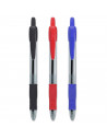 Tradineur - Pack de 2 bolígrafos con punta de bola de 1 mm y grip ergonómico, tinta líquida, escritura suave y precisa, uso esco