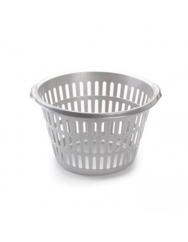 Tradineur - Cesta para la ropa redonda, cesta colada redonda, color plata 47 x 45 x 28 cm