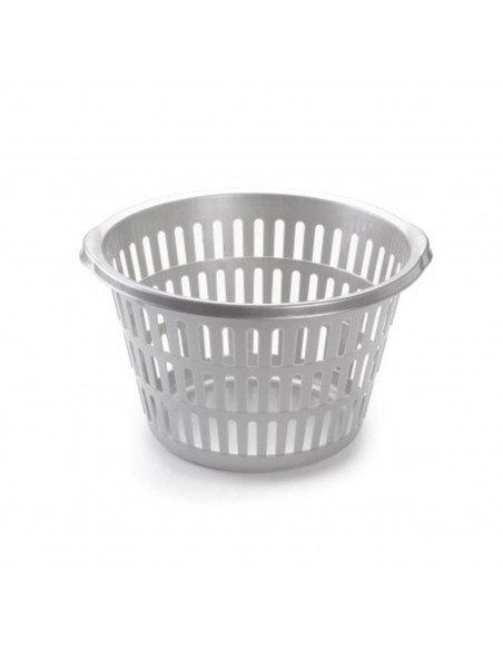 Tradineur - Cesta para la ropa redonda, cesta colada redonda, color plata 47 x 45 x 28 cm
