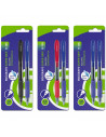 Tradineur - Pack de 2 bolígrafos con punta de bola de 1 mm y grip ergonómico, tinta líquida, escritura suave y precisa, uso esco