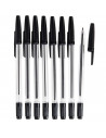 Tradineur - Pack de 8 bolígrafos básicos con punta de bola de 1 mm, diseño clásico, escritura suave y precisa, uso escolar, ofic