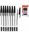 Tradineur - Pack de 8 bolígrafos básicos con punta de bola de 1 mm, diseño clásico, escritura suave y precisa, uso escolar, ofic