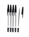 Tradineur - Pack de 5 bolígrafos básicos con punta de bola de 1 mm, diseño clásico, escritura suave y precisa, uso escolar, ofic