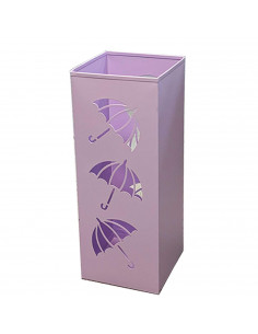 Paragüero de metal cuadrado de color surtido (lila y marfíl) de 42 x16cm soporte para paraguas cilíndrico de hierro, diseño con