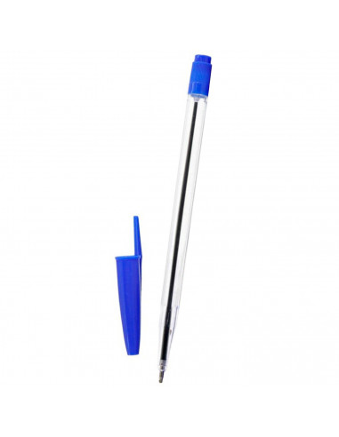 Tradineur - Pack 5 bolígrafos básicos con punta de bola de 1 mm, diseño clásico, escritura suave y precisa, uso escolar, oficina