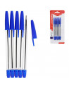 Tradineur - Pack 5 bolígrafos básicos con punta de bola de 1 mm, diseño clásico, escritura suave y precisa, uso escolar, oficina