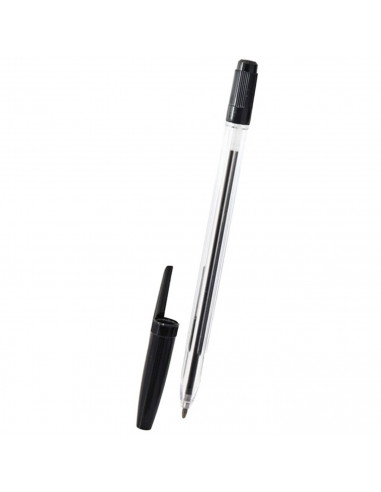 Tradineur - Pack de 2 bolígrafos básicos con punta de bola de 1 mm, diseño clásico, escritura suave y precisa, uso escolar, ofic