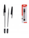 Tradineur - Pack de 2 bolígrafos básicos con punta de bola de 1 mm, diseño clásico, escritura suave y precisa, uso escolar, ofic