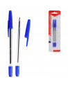 Tradineur - Pack 2 bolígrafos básicos con punta de bola de 1 mm, diseño clásico, escritura suave y precisa, uso escolar, oficina