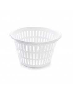 Tradineur - Cesta para la ropa redonda, cesta colada redonda, color blanco 47 x 45 x 28 cm