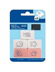 Tradineur - Pack de 5 gomas para borrar - Fabricada en una goma suave de caucho sintético tipo 'miga de pan' cuadrada - 3,5 x