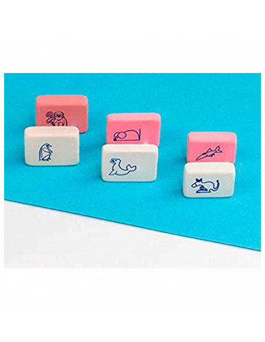 Tradineur - Pack de 5 gomas para borrar - Fabricada en una goma suave de caucho sintético tipo 'miga de pan' cuadrada - 3,5 x