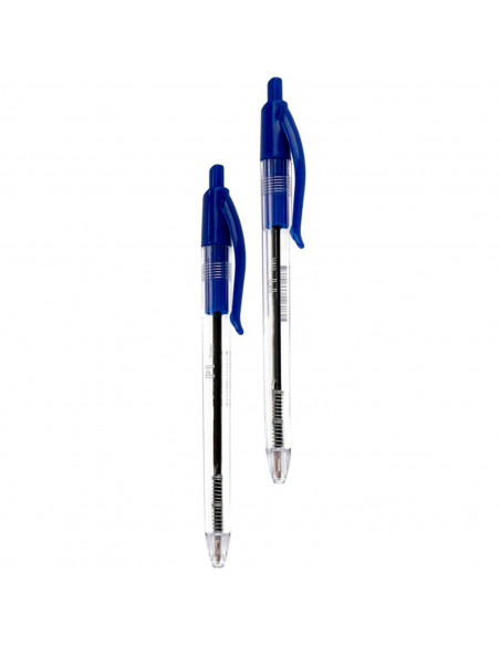 Tradineur - Pack de 2 bolígrafos P1 con punta de bola de 1 mm, diseño clásico, escritura suave y precisa, uso escolar, oficinas
