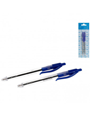 Tradineur - Pack de 2 bolígrafos P1 con punta de bola de 1 mm, diseño clásico, escritura suave y precisa, uso escolar, oficinas