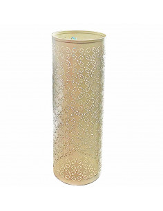 Paragüero cilíndrico de metal 42 x15 cm, soporte para paraguas redondo de hierro, diseño con flores, ideal tanto para el hogar c