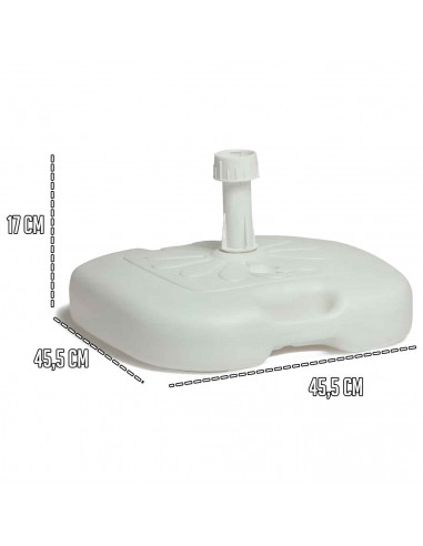 Tradineur - Base sombrilla rellenable - Fabricado en plástico - 16 Litros de capacidad - 17 x 45,5 x 45,5 cm - Color Blanco