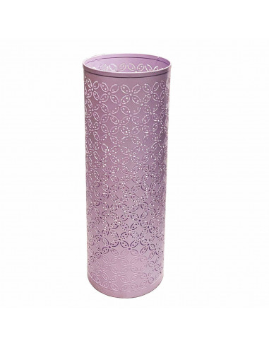 Paragüero cilíndrico de metal 42 x15 cm, soporte para paraguas redondo de hierro, diseño con flores, ideal tanto para el hogar c