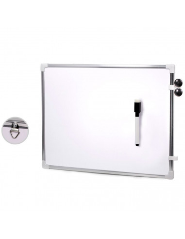 Tradineur - Pizarra Magnética de doble cara con bolígrafo y 2 imanes - Marco de Aluminio - Fácil de borrar y colocar - Ideal par