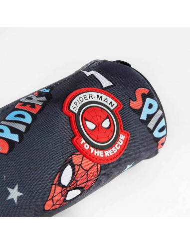 Tradineur - Estuche circular para el curso escolar de Spiderman con varias caras de nuestro superheroe favorito y cierre de crem