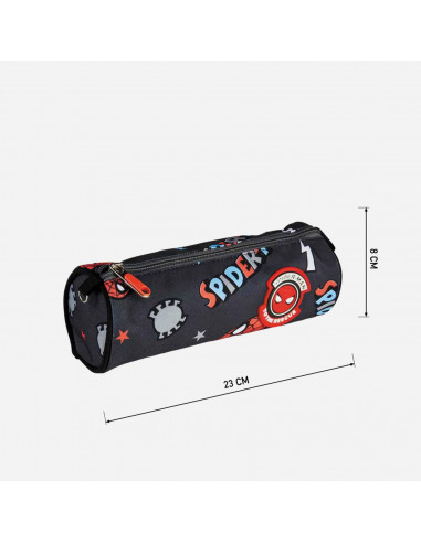 Tradineur - Estuche circular para el curso escolar de Spiderman con varias caras de nuestro superheroe favorito y cierre de crem