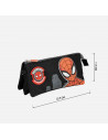 Tradineur - Estuche de 3 compartimentos para el curso escolar de Spiderman con varias caras de Spiderman y cierre de cremallera.