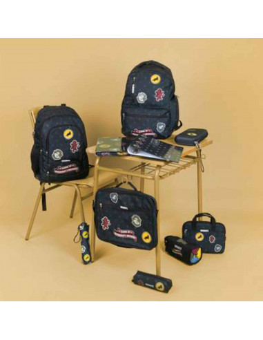 Tradineur - Estuche rectangular para el curso escolar de Harry Potter con los logos de las casas de Hogwarts y cierre de cremall