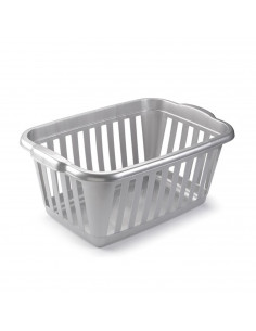 Tradineur - Cesta para la ropa rectangular color plata, 60 x 40 x 26 cm