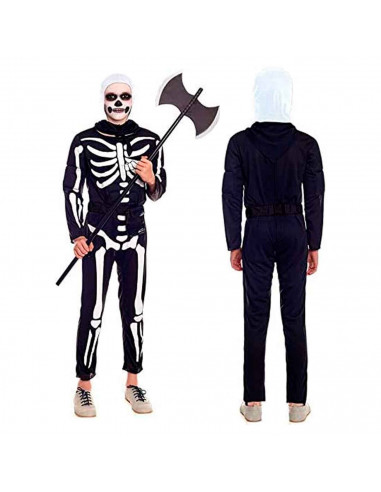 Tradineur - Traje de esqueleto soldado infantil - Fibra sintética - Ideal para las fiestas de disfraces - Carnaval, Halloween, c