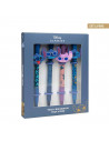 Tradineur - Pack de 4 boligrafos de Lilo & Stitch con tinta en color negro, diseños distintos y alegres con gomas para intercamb