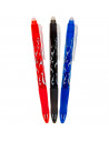 Tradineur - Pack de 3 bolígrafos borrables de colores, punta retráctil de 0,7 mm y grip de goma, escritura suave y precisa, uso