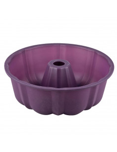 Tradineur - Molde de horno de silicona redondo para bizcochos 25,5 x 9 cm. Recipiente repostería, cocina, apto para microondas y