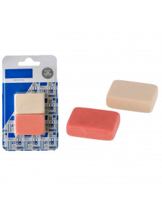 Tradineur - Pack de 2 borradores - Fabricada en una goma de caucho sintético tipo 'miga de pan' cuadrada - 4,5 x 3 x 1 cm - Co
