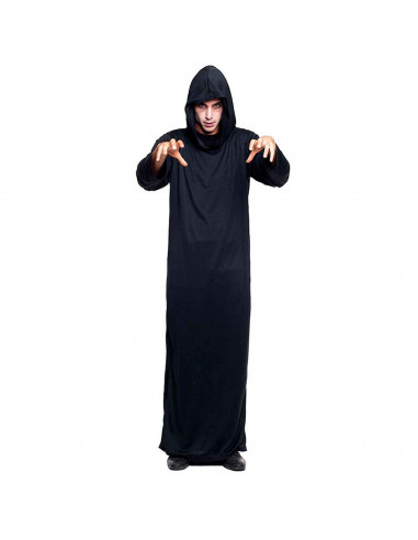 Tradineur - Túnica adulta con capucha - Unisex - 100% Poliéster - Ideal para las fiestas de halloween - Talla M - Color Negro