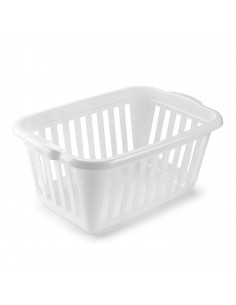 Tradineur - Cesta para la ropa rectangular color blanco, 60 x 40 x 26 cm