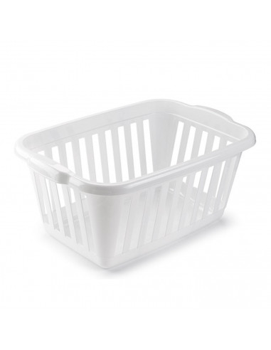 Tradineur - Cesta para la ropa rectangular color blanco, 60 x 40 x 26 cm