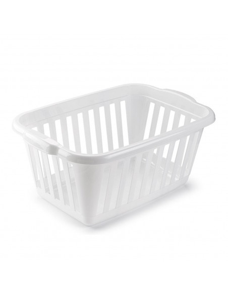 Tradineur - Cesta para la ropa rectangular color blanco, 60 x 40 x 26 cm