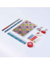 Tradineur - Set de papelería escolar de los Vengadores con estuche, libreta, 2 lápices, afila lápiz, goma de borrar, regla, marc