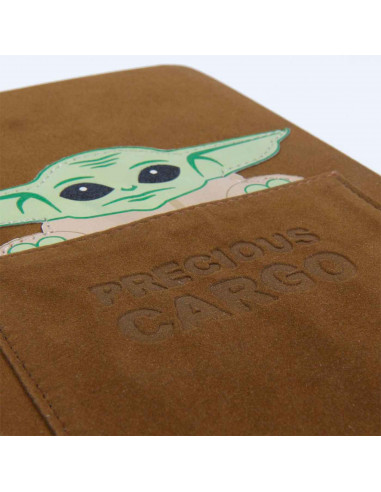 Tradineur - Cuaderno de piel A5 de Star Wars con baby Yoda, color marrón ideal para tomar notas, para la escuela... Medidas 20,7