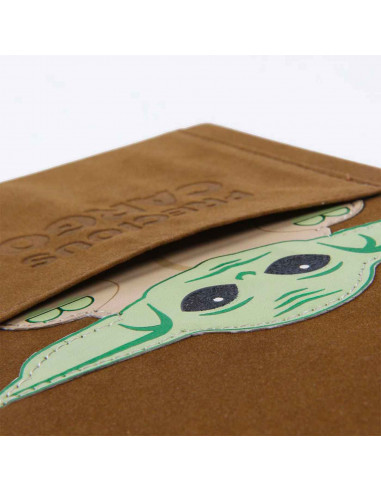 Tradineur - Cuaderno de piel A5 de Star Wars con baby Yoda, color marrón ideal para tomar notas, para la escuela... Medidas 20,7