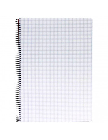 Tradineur - Pack de 3 libretas A4, cuadrícula de 4x4, tapas de polipropileno, encuadernación de espiral, 80 hojas, tamaño folio,