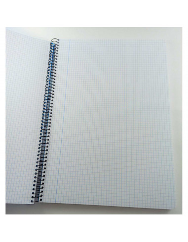 Tradineur - Pack de 3 libretas A4, cuadrícula de 4x4, tapas de polipropileno, encuadernación de espiral, 80 hojas, tamaño folio,
