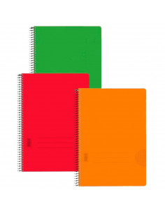 Tradineur - Pack de 3 libretas lisas A4, tapas de polipropileno y hojas en blanco, encuadernación de espiral, 80 hojas, tamaño f