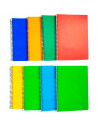 Tradineur - Pack de 5 libretas rayadas A4, tapas de cartón, encuadernación de espiral, 80 hojas, tamaño folio, material escolar,