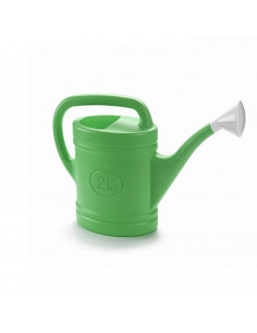 Regadera de plástico de color verde, de 40 x 10,5 x 27,5 cm con capacidad de 2 litros. Recipiente para mantenimiento de jardín.