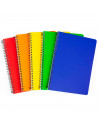 Tradineur - Pack de 5 cuadernos de pauta, tamaño 4º, tapas de cartón, encuadernación de espiral, 80 hojas, 21,5 x 15 cm, colores