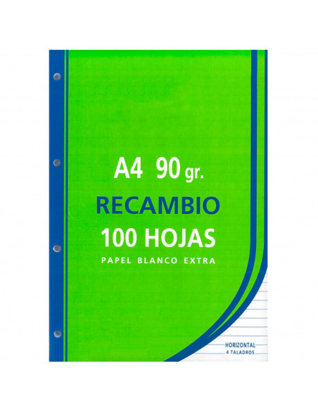 Tradineur - Pack de 100 hojas rayadas A4 perforadas con margen, recambio hojas sueltas para archivador, 4 taladros, papel 90 g, Tradineur - Pack de 100 hojas rayadas A4 perforadas con margen, recambio hojas sueltas para archivador, 4 taladros, papel 90 g,