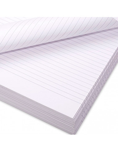 Tradineur - Pack de 100 hojas rayadas A4 perforadas con margen, recambio hojas sueltas para archivador, 4 taladros, papel 90 g,
