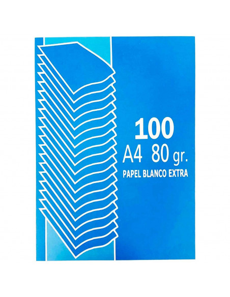 Tradineur - Pack de 100 folios A4, papel de impresión blanco extra, 80 g, apuntes, dibujar, material escolar, oficina, 29,7 x 21